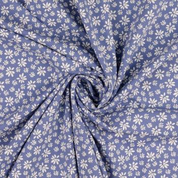 Baumwolljersey - kleine Blumen auf blau